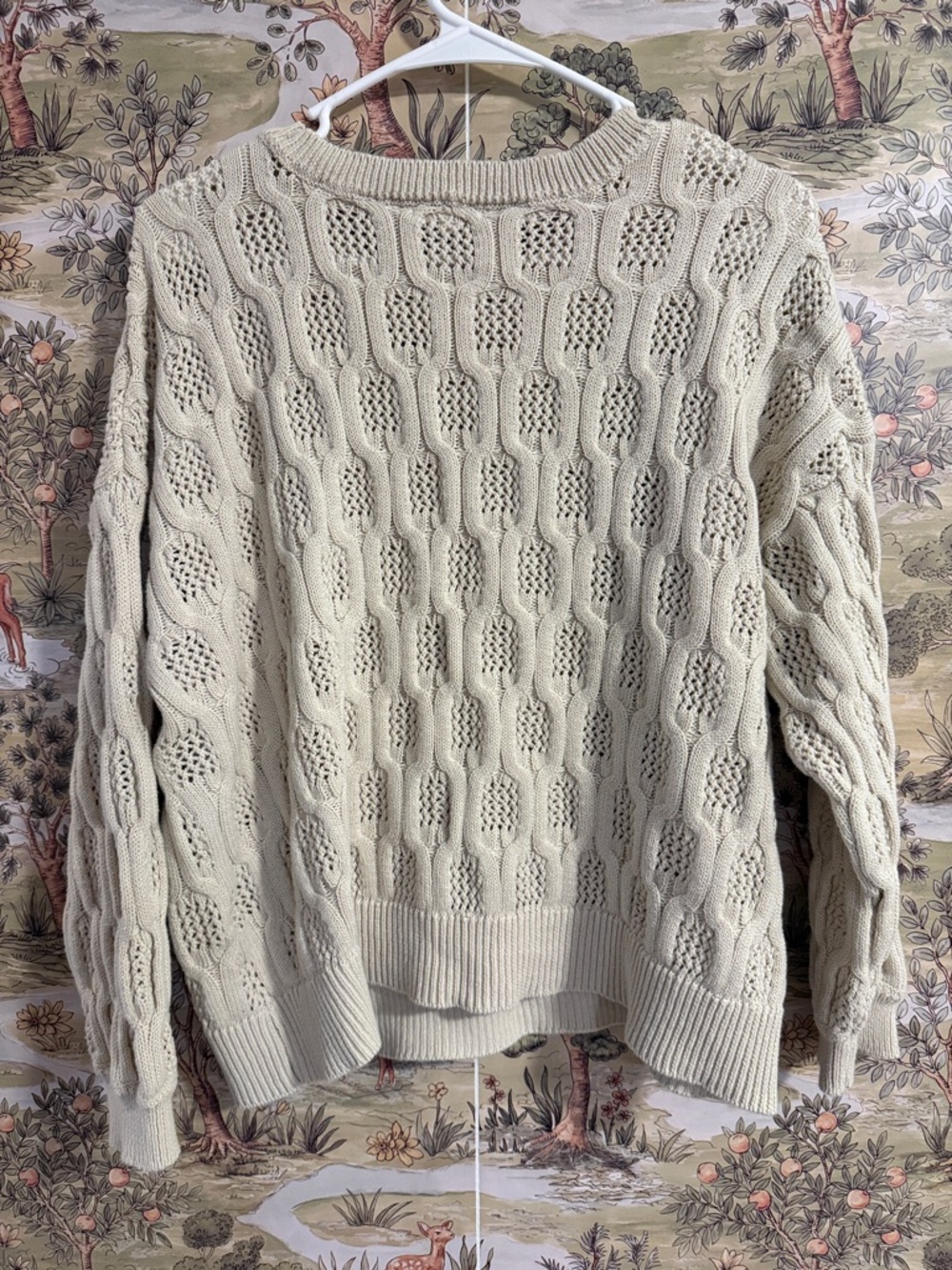 Maurices Cream Cable Stitch Crewneck Sweater 100% cotton - Picture 3 of 6